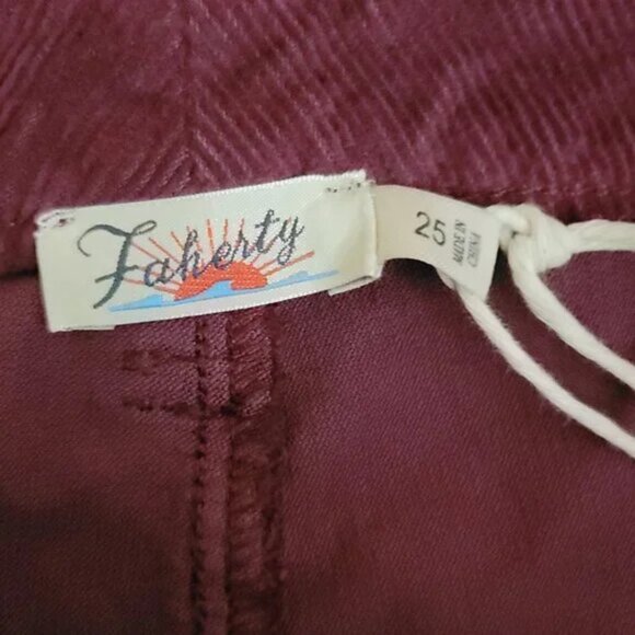 Faherty Maroon Banner Stretch Corduroy Wide Leg Pants - Picture 12 of 14